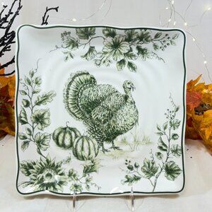 Thanksgiving Fall Harvest Maxcera Green Pumpkin Turkey Buffet Dinner  Plates 4